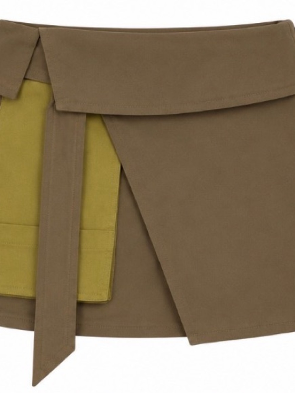 L’Academie Nishma Cargo Wrap Mini Skirt Olive Green Mix Medium - Picture 6 of 14